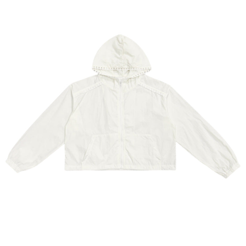 Damen Cropped Jacke Verstellbarer Kapuzenkragen Norvielle