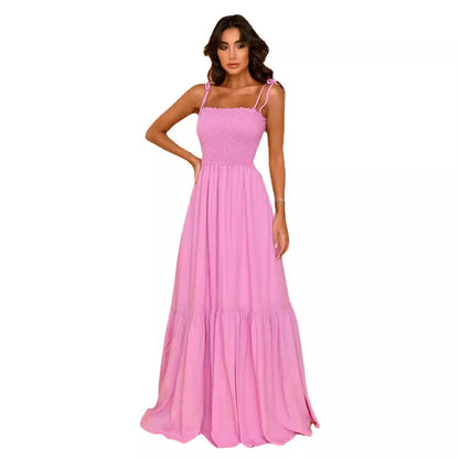 Damen Maxikleid Elastisch Verspieltes Bindeband Norvielle