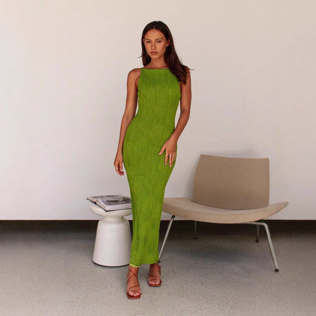 Damen Maxikleid Rippdesign Figurbetonend