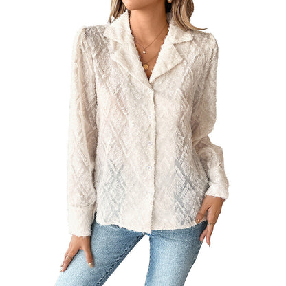 Damen Bluse Strukturiertes Design Knöpfbar Manschette Norvielle