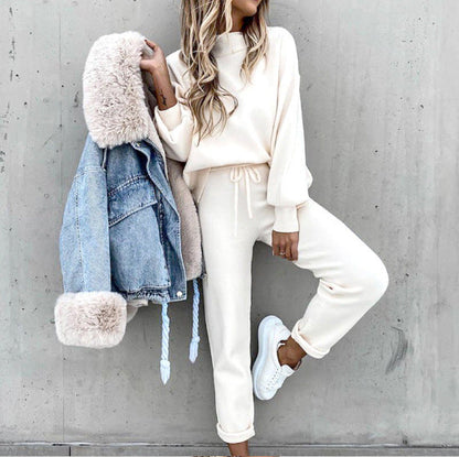 Damen Jumpsuit Loungewear mit Puffärmeln und verstellbarem Taillenzug - Norvielle