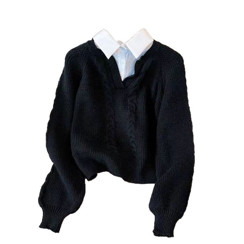Damen Strickpullover V-Ausschnitt Zopfmuster Norvielle
