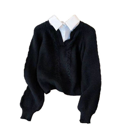 Damen Strickpullover V-Ausschnitt Zopfmuster Norvielle