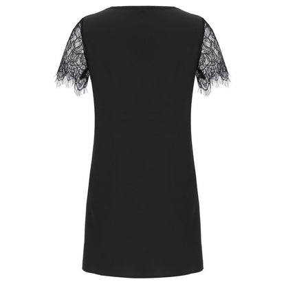 Damen Kleid mit Spitzenbesatz V-Ausschnitt Elegant