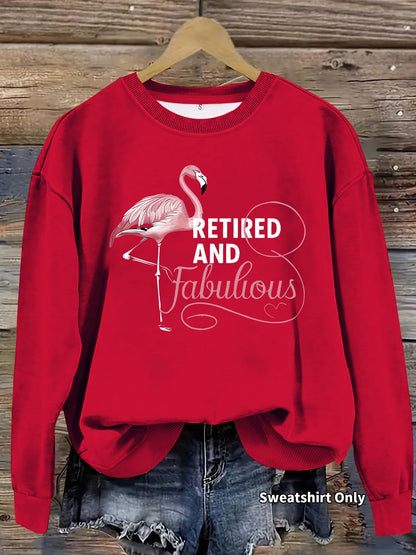 Damen Sweatshirt Flamingo Motiv Weich Rosa