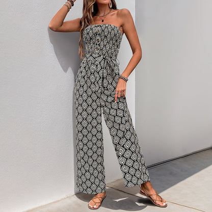 Damen Jumpsuit Boho-Muster Elastischer Bund Norvielle