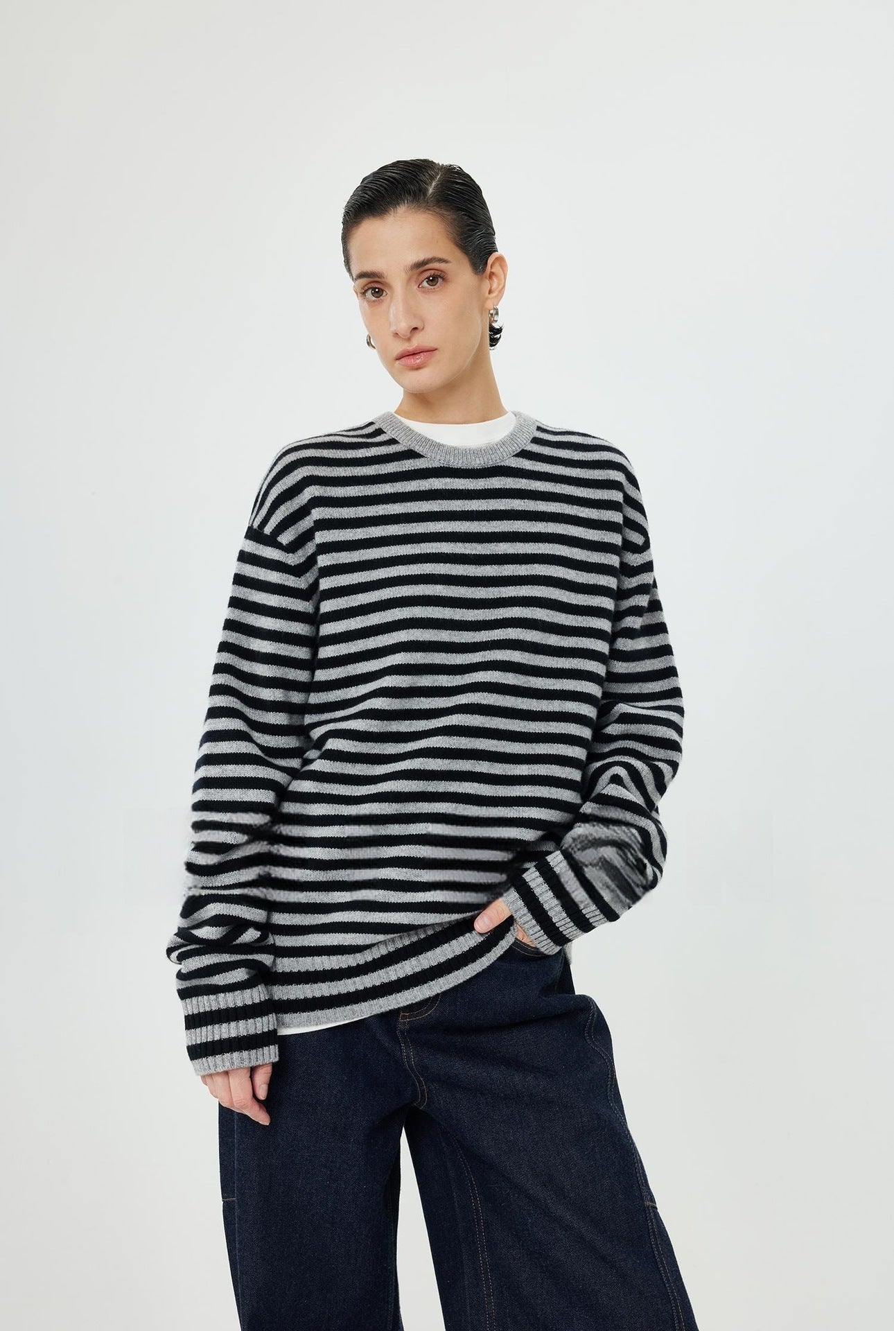 Damen Rollkragenpullover Streifenmuster Norvielle