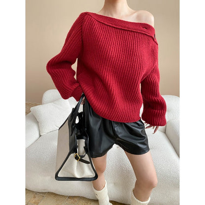 Damen Strickpullover Eleganter Überhang Norvielle