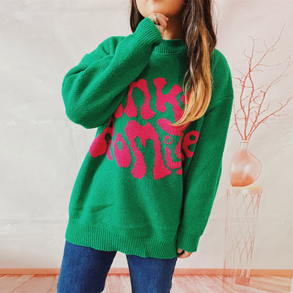 Damen Pullover Lässig Textdesign Norvielle