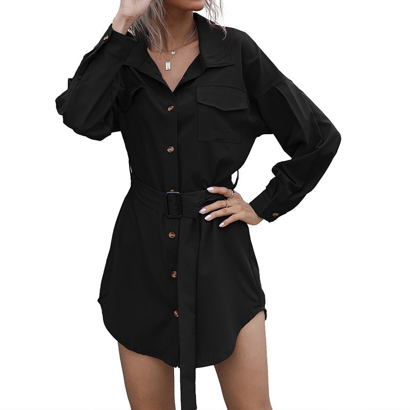 Damen Hemdblusenkleid mit Gürtel Norvielle
