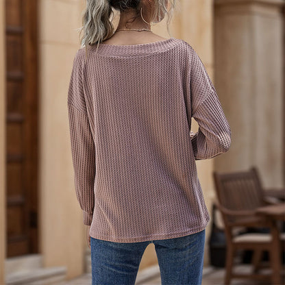 Damen Oversized V-Pullover Strukturmuster Norvielle