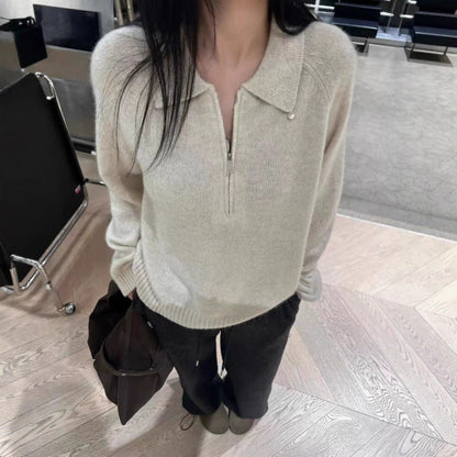 Damen Pullover Norvielle mit Reißverschluss und elegantem Kragen