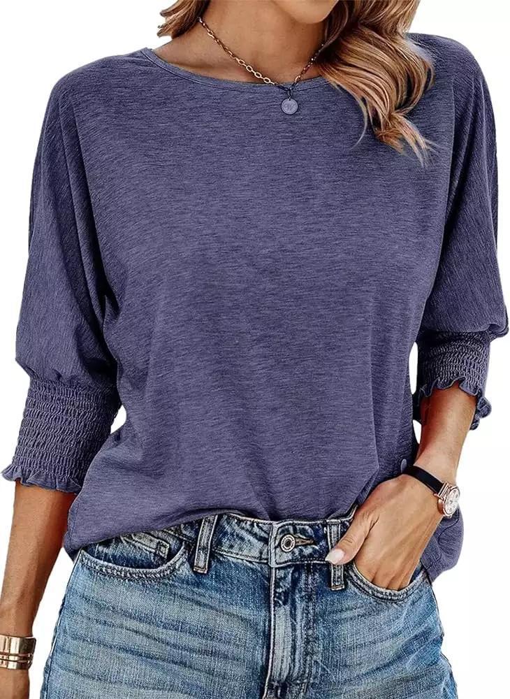 Damen Shirt mit Ballonärmeln Rüschendetails Norvielle