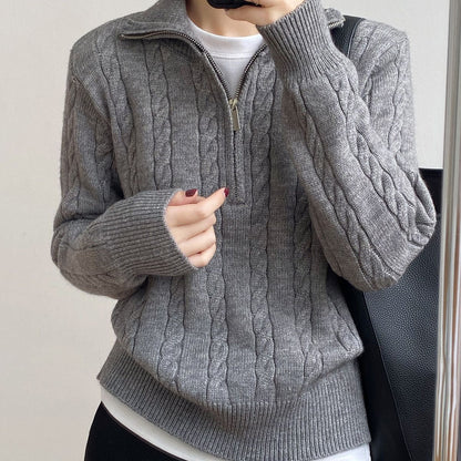 Damen Strickpullover Zopfdesign Stehkragen Norvielle