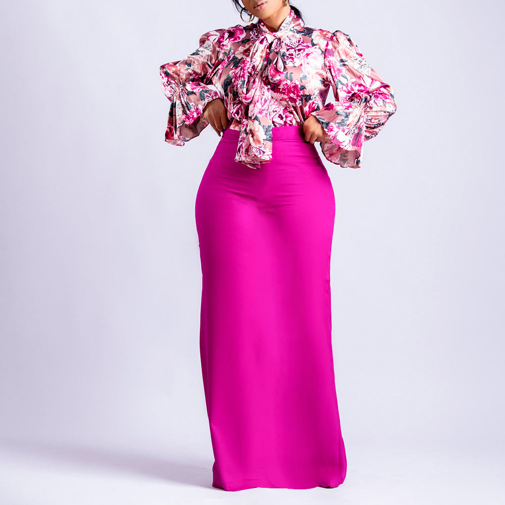 Damen Bluse Floraler Druck Rüschensaum Blume - Norvielle