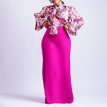 Damen Bluse Floraler Druck Rüschensaum Blume - Norvielle