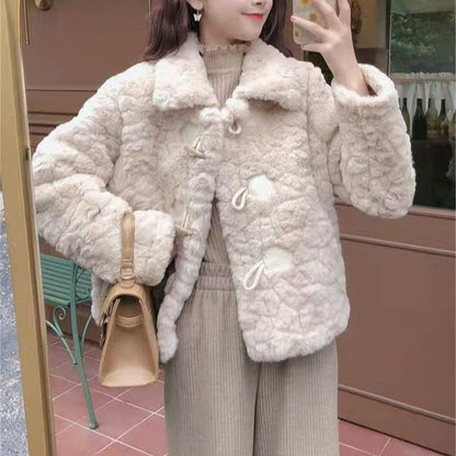Damen Kunstfelljacke Elegantes Design schicker Kragen