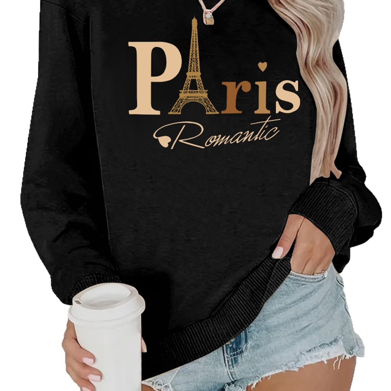 Damen Sweatshirt Paris-Design Romantisch Norvielle