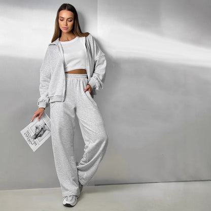 Damen Oversized Kapuzenjacke Sweatpants Set Bequem