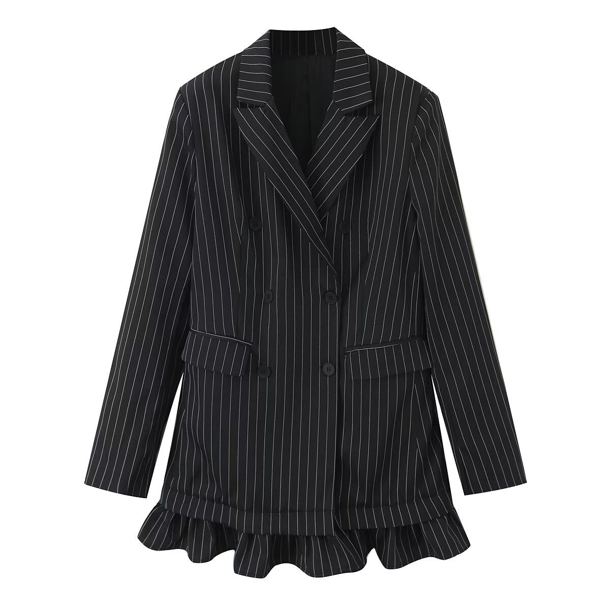 Damen Blazerjacke Streifen Voluminöser Saum Norvielle