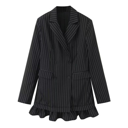 Damen Blazerjacke Streifen Voluminöser Saum Norvielle