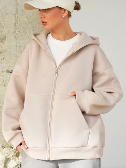 Damen Zip-Hoodie Lässiger Schnitt Große Taschen Norvielle