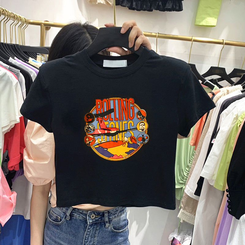 Damen T-Shirt Kurzarm Kreatives Printdesign Locker - Norvielle