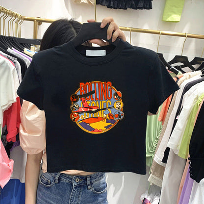 Damen T-Shirt Kurzarm Kreatives Printdesign Locker - Norvielle