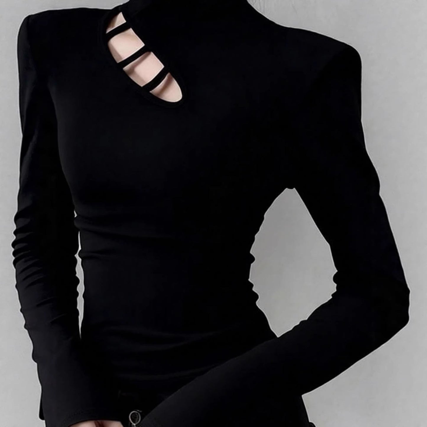 Damen Langarm-T-Shirt Asymmetrischer Ausschnitt Norvielle