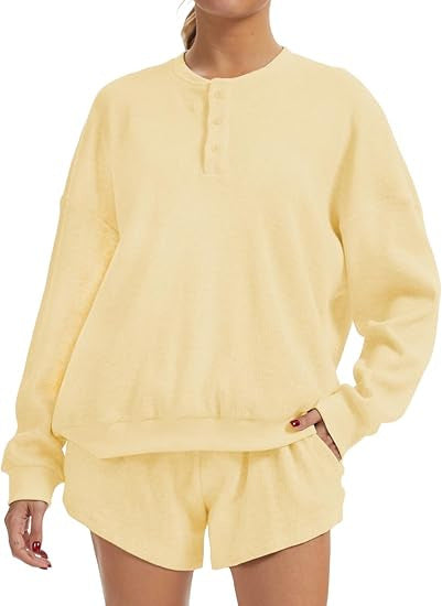 Damen Oversized Pullover Shorts Set Norvielle