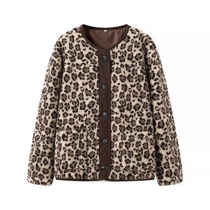 Damen Plüschjacke Leo-Muster Norvielle