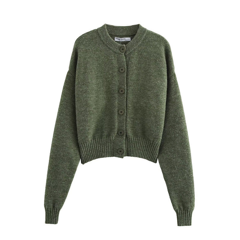 Damen Strickcardigan Kurz Knopfverschluss Norvielle