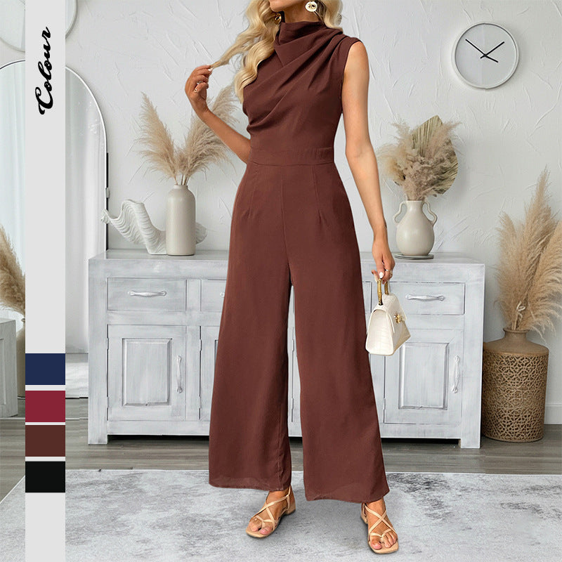 Damen Jumpsuit Hochkragen Weitbein Norvielle - Norvielle