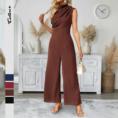 Damen Jumpsuit Hochkragen Weitbein Norvielle - Norvielle