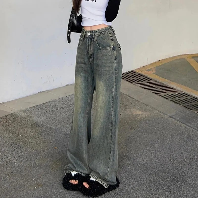 Damen High-Waist Jeans Weite Passform Denim
