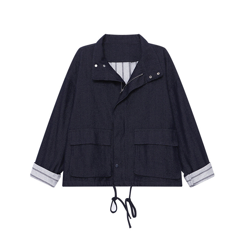 Damen Lässige Jacke Hochkragen Praktische Taschen Norvielle