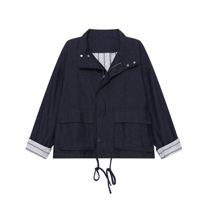 Damen Lässige Jacke Hochkragen Praktische Taschen Norvielle