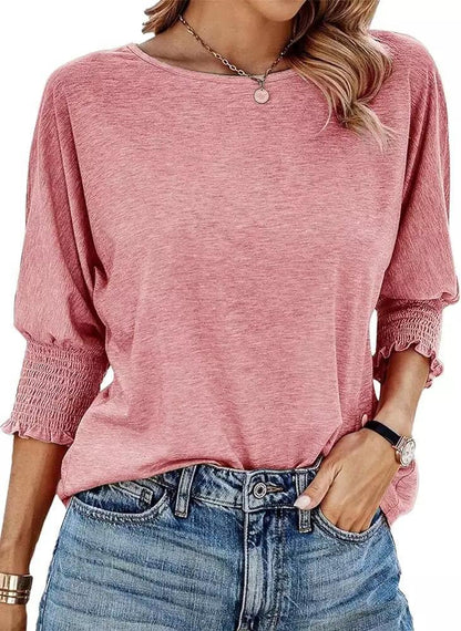 Damen Shirt mit Ballonärmeln Rüschendetails Norvielle