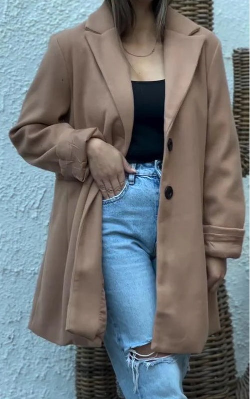 Damen Wollmantel Elegantes Design Reverskragen