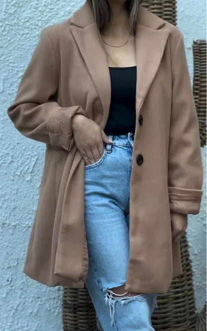 Damen Wollmantel Elegantes Design Reverskragen