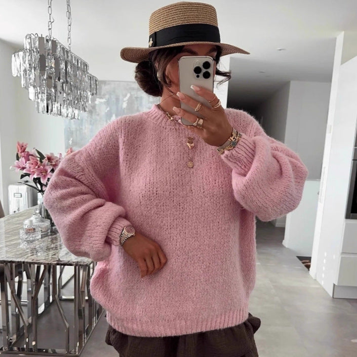 Damen Strickpullover Luftiger Look Voluminöse Ärmel Norvielle - Norvielle