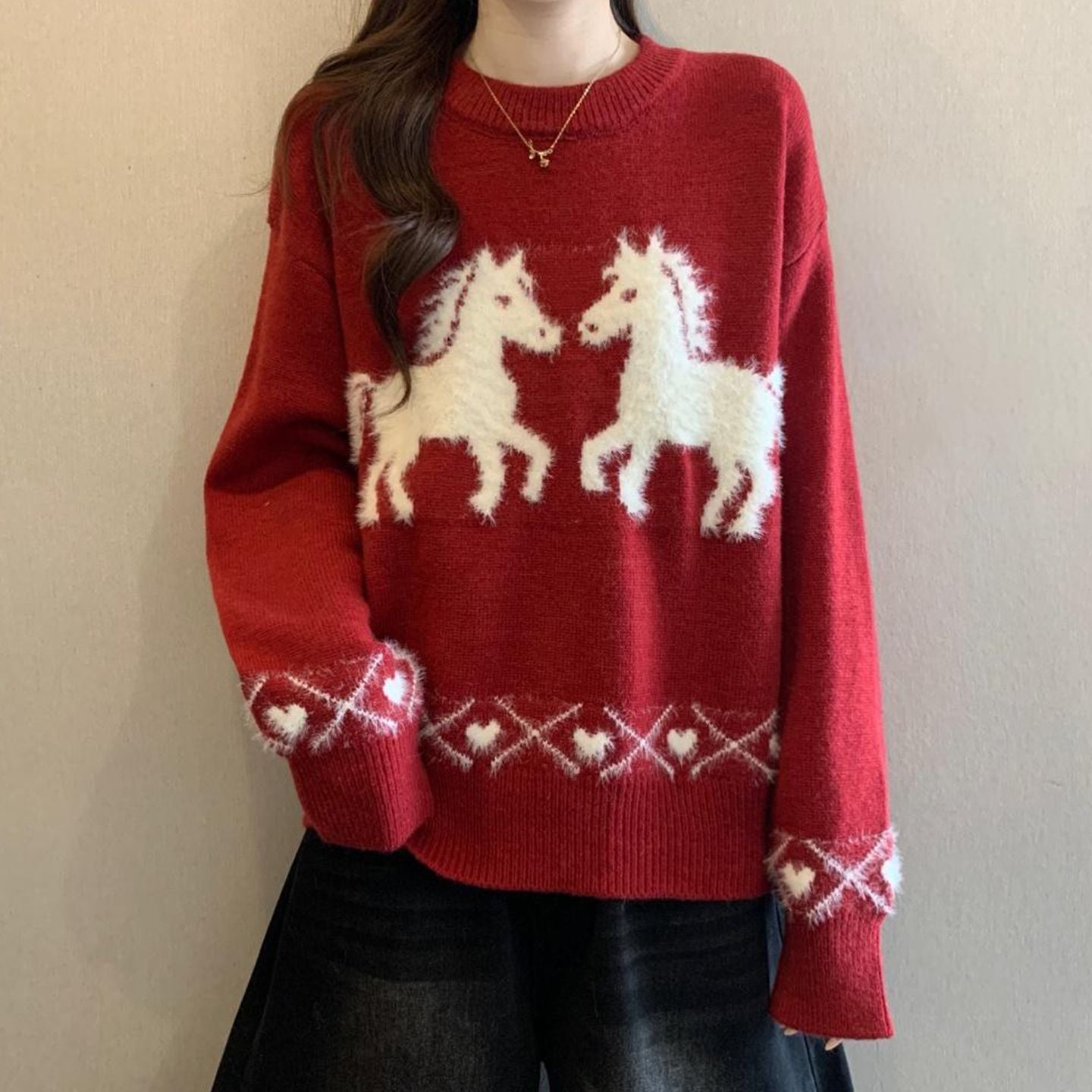 Damen Pullover Einhorn-Muster Weich Norvielle