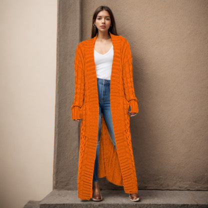 Damen Strickcardigan Lang Zopfmuster Norvielle
