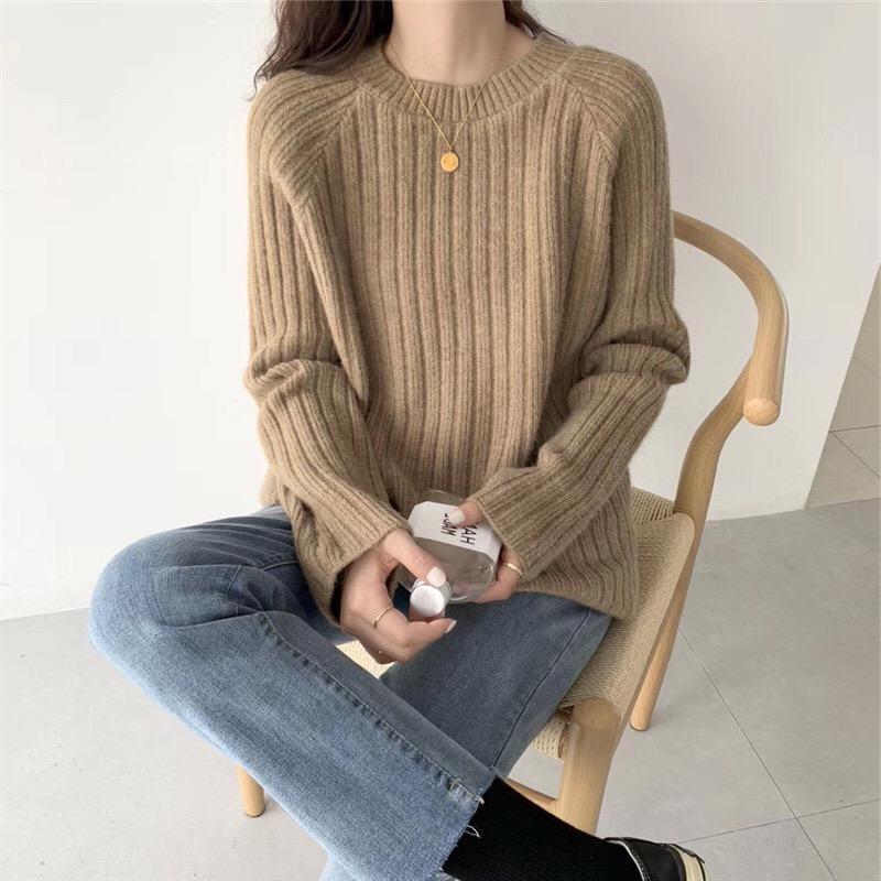 Damen Rippenstrickpullover Gemütlich Norvielle