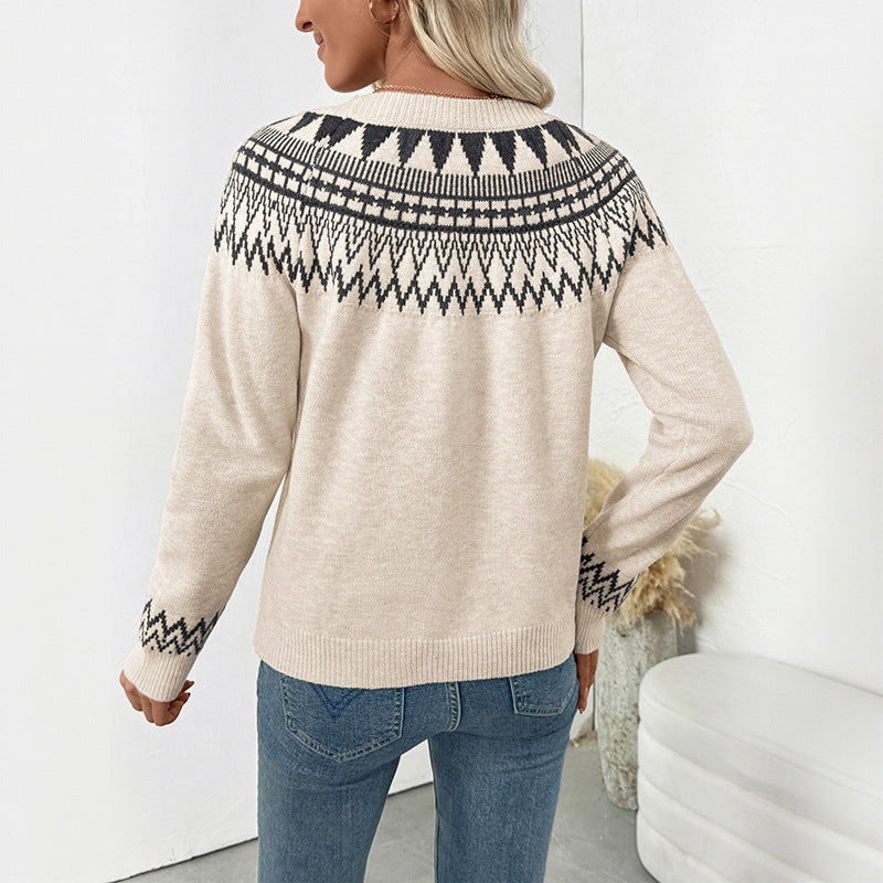 Damen Strickpullover Grafisches Muster Lässiger Schnitt Norvielle