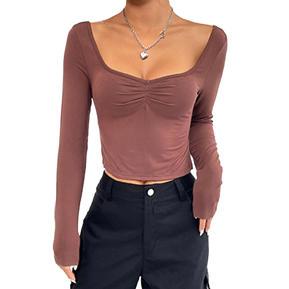 Damen Langarm Crop- Raffungseffekt Norvielle