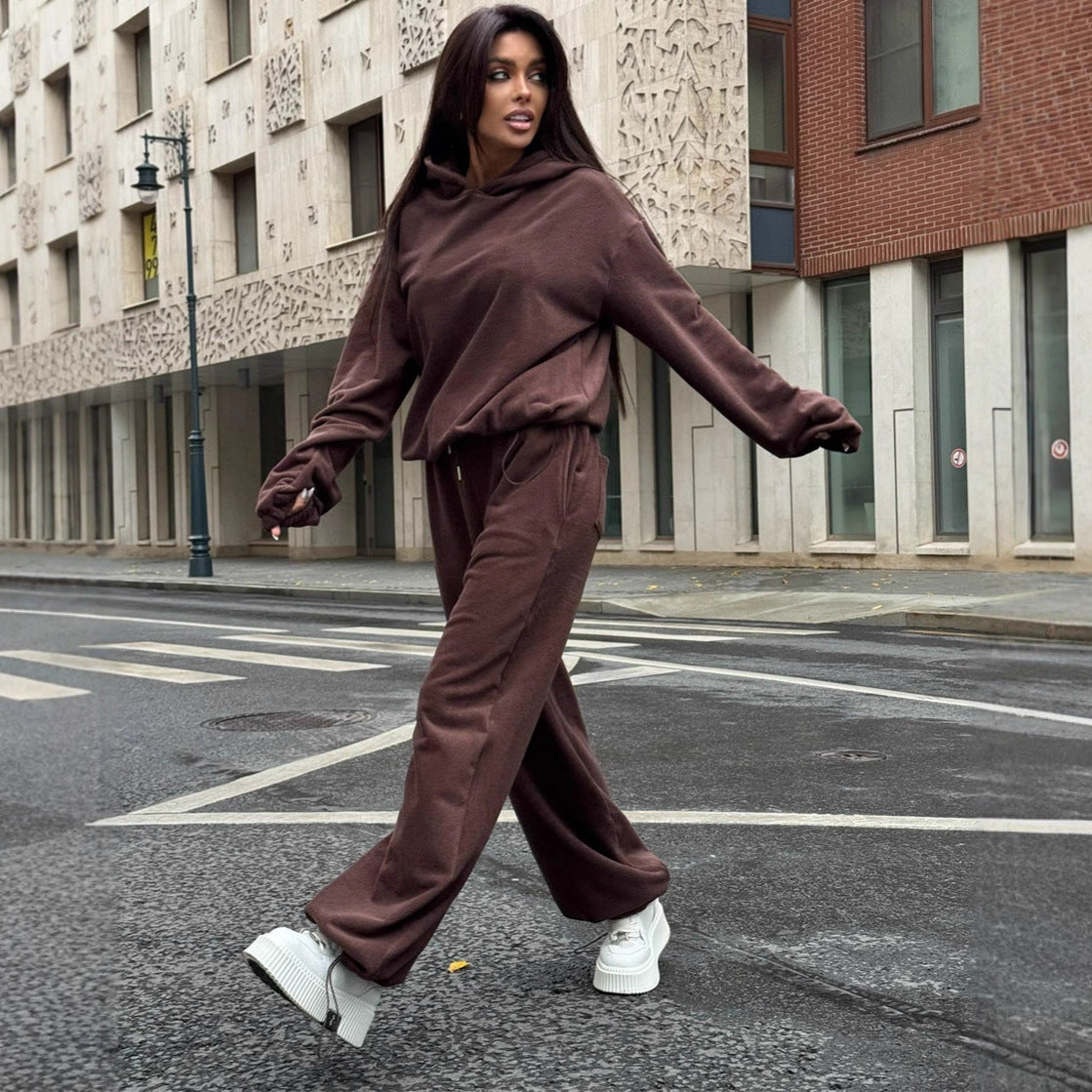 Damen Fleece-Loungewear-Set mit Taschen und lässigem Schnitt Norvielle