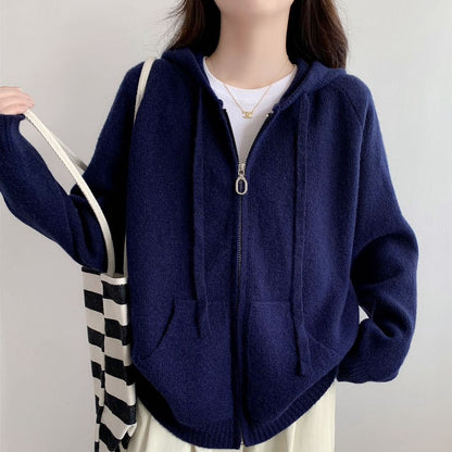 Damen Oversized Kapuzenjacke Kurz Schnitt Praktische Taschen