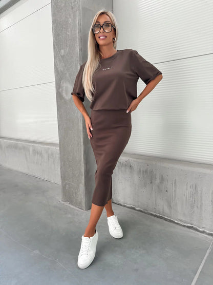 Damen Skirt T-Shirt Set Bequem Norvielle