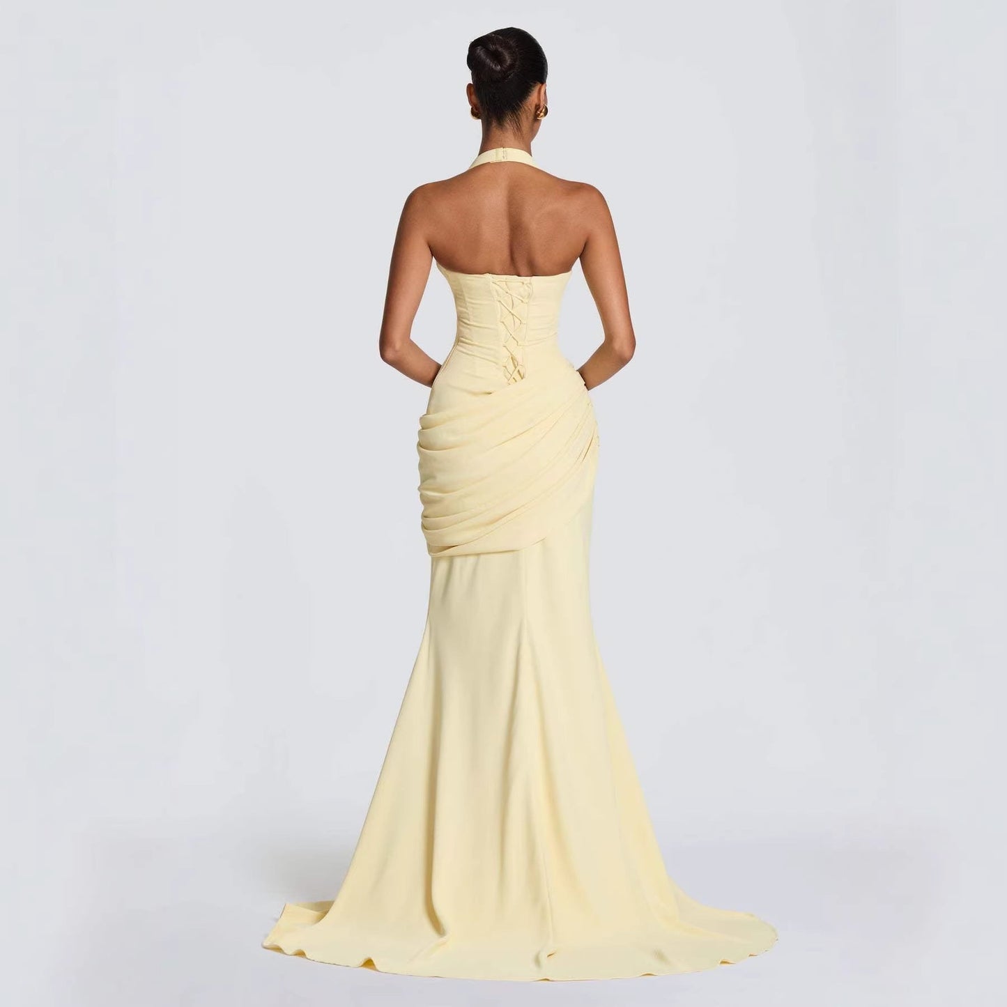 Damen Abendkleid Wickeldesign V-Ausschnitt Norvielle